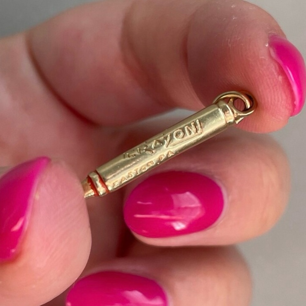 Vintage 14K yellow Gold and Enamel Crayon Charm